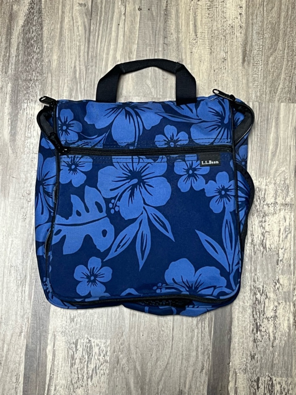 L.L.Bean Blue Floral Hanging Travel Toiletry Tote